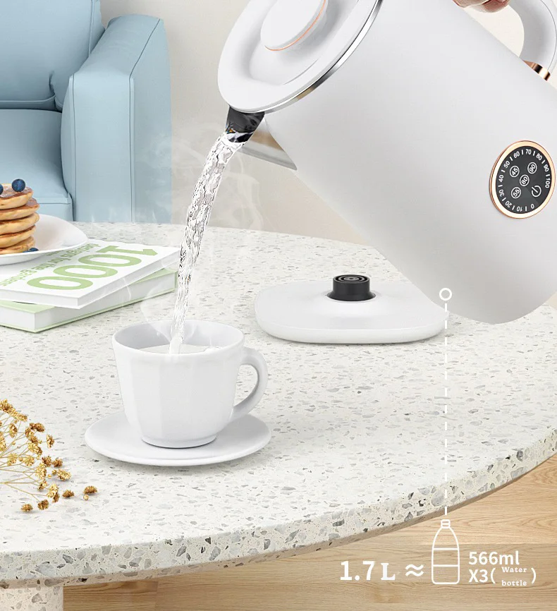 Digital Display Electric Kettle 1.7L Double Wall Electric Kettle with Touch Sensitive Control