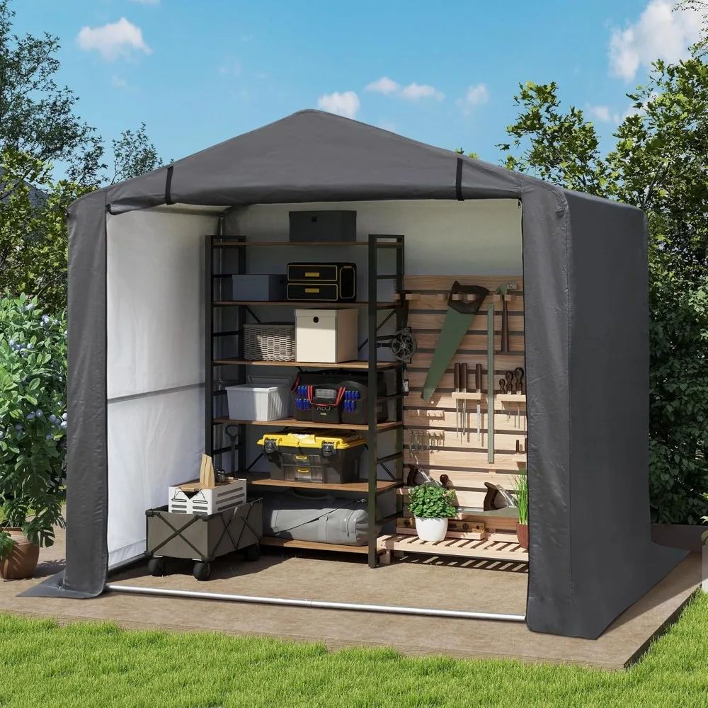 

Outdoor Storage Shelter Shed- Heavy Duty Storage Tent with Roll-up Ventilated Door and Sloping Roof, Portable Storage Tool Shed