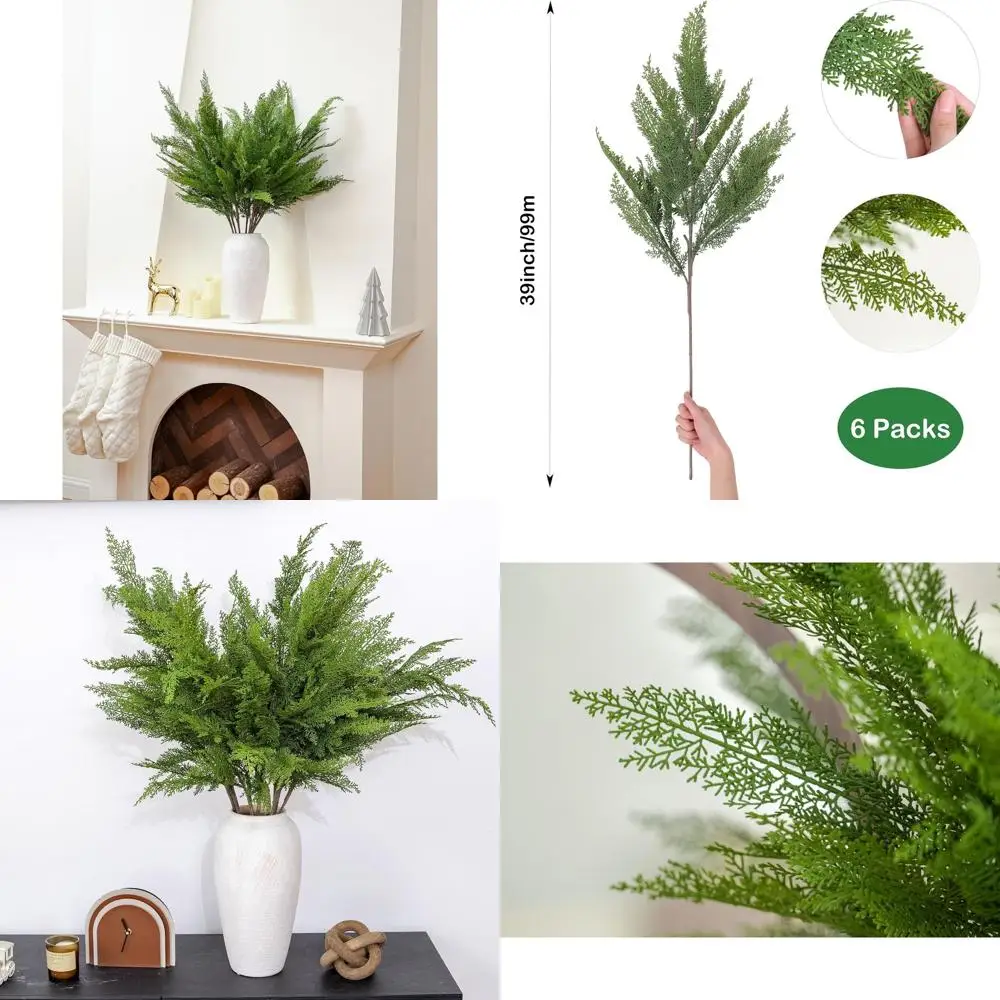 

39 Luxurious Cedar Stems - 6 Pack for DIY Wreaths & Garlands, Perfect for Christmas Decor