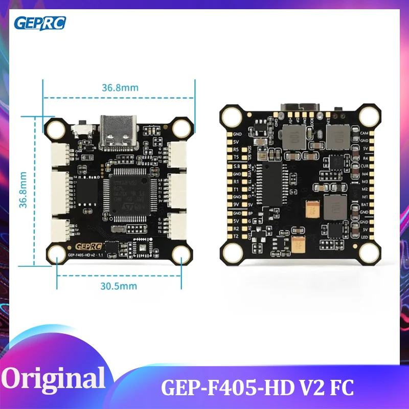 

GEPRC GEP-F405-HD V2 STM32F405 Контроллер полета Type-C USB 3-6S LiPo 5-9V BEC 7,7g для FPV Квадрокоптер для фристайла DIY Запчасти