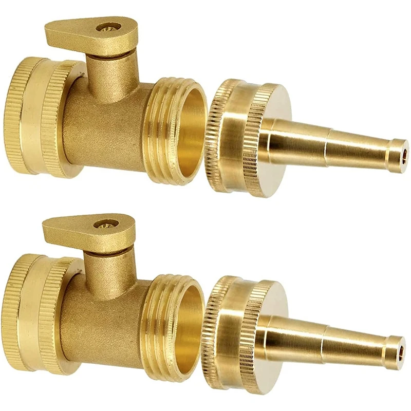 

Jet Nozzle Water Hose High Pressure With Garden Hose Shutoff Valve Brass Heavy Duty 3/4Inch GHT Connector 4 Pack