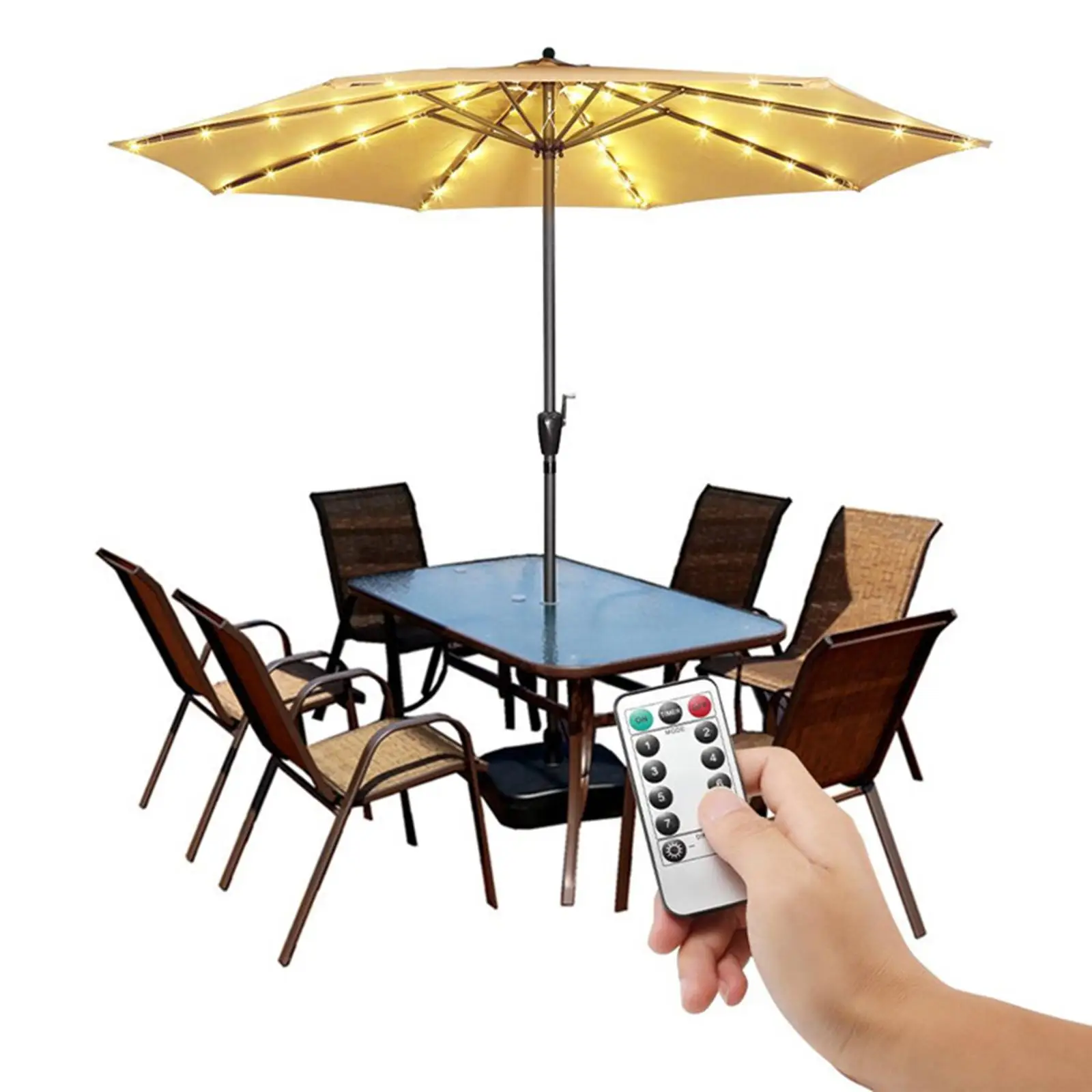 

Umbrella Parasol String Light 104 LED Camping Tents Light + Remote Control