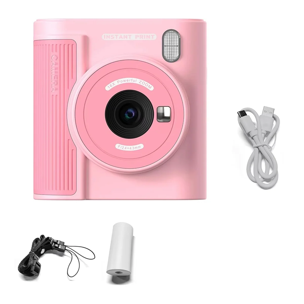 

New 3C-Print Camera 2 Inch Screen High Clear Digital Printer Inkless Thermal Printer with Paper, 32G Card Gifts for Child Pink