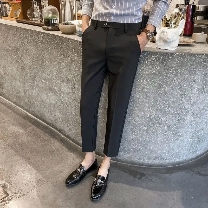 2023 New Spring and Autumn Seasons Trendy Men's Fashion Draping Straight Fit High Waist Side Button Design Sense Men's Pants