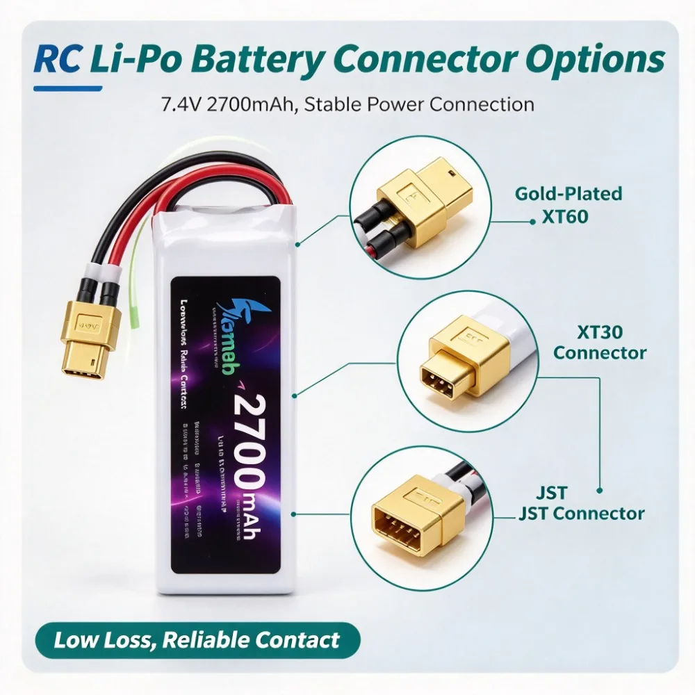 High Capacity 2S 7.4V 2700mAh Lipo Rechargeable Battery Gold Plated XT60 Plug Power Source for FPV Quadcopter RC Helicopter