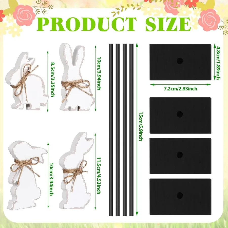 부활절 스탠딩 테이블 장식 나무 토끼 계란 토끼 테이블탑 장식 부활절 높이가 있는 다층 트레이 장식 블록 사인 클래식 러스틱