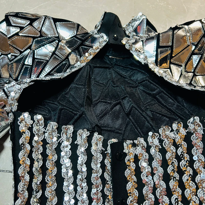 

Серебро, золото, лазерное зеркальное платье с разрезом, сексуальное женское платье танцовщицы, певицы, костюм Drag Queen, костюм для ночного клуба, вечеринки, шоу, сценическая одежда