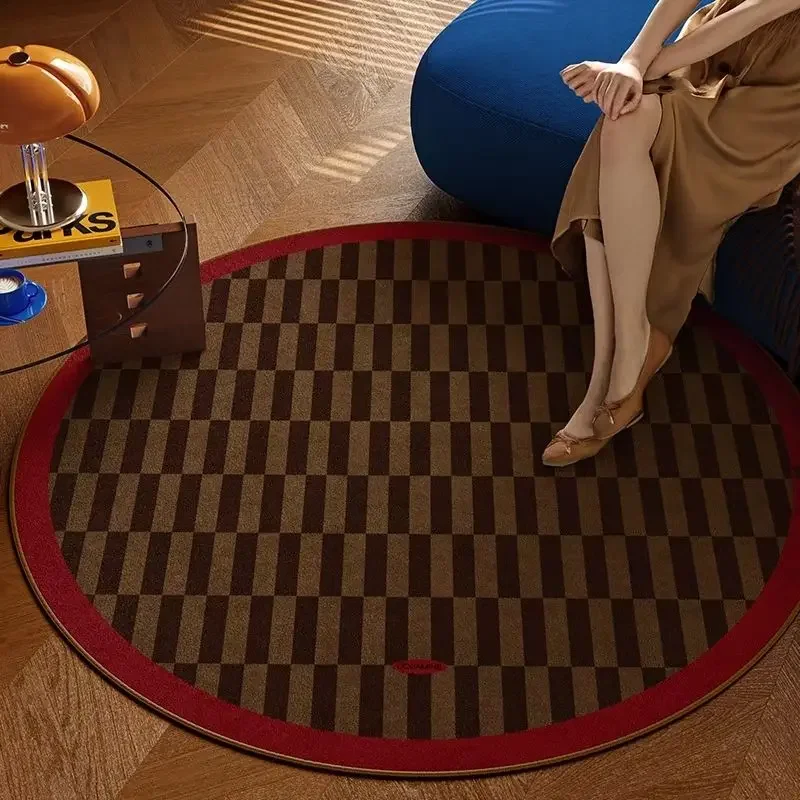 

Круглый ковер с геометрическим рисунком в стиле ретро — водонепроницаемый и грязеотталкивающий напольный коврик для гостиной, спальни, современный коврик для декора интерьера