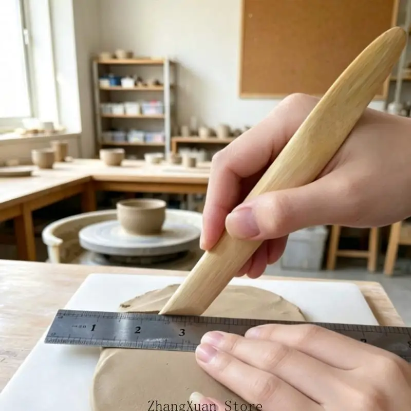 Holz-Ton-Schnitzwerkzeuge mit spitzen, abgerundeten und flachen Enden, 6-teilige Keramik-Formwerkzeuge zum detaillierten Glätten – Detail 3