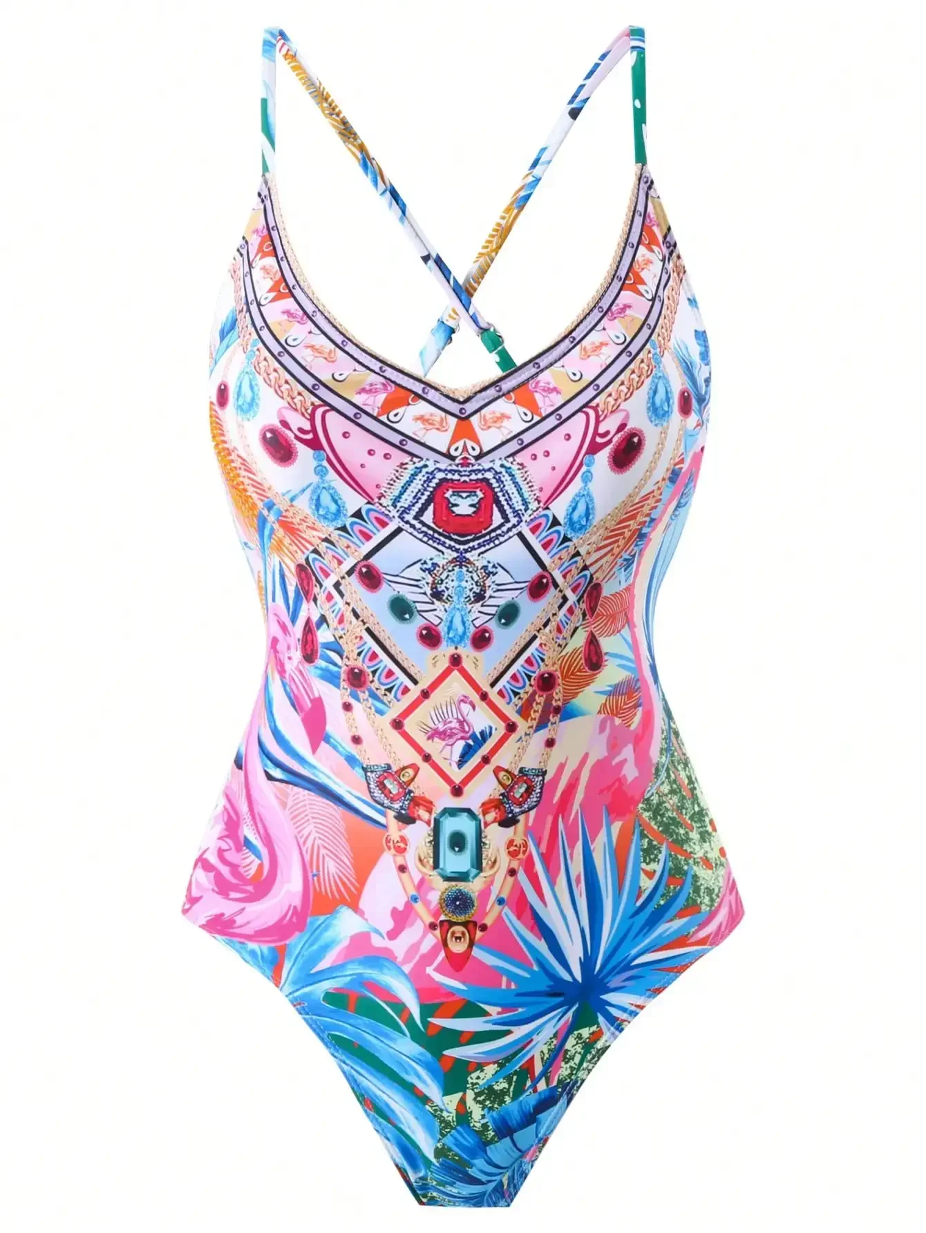 新しいポジショニングプリントワンピース水着糸スカートツーピースセット水着