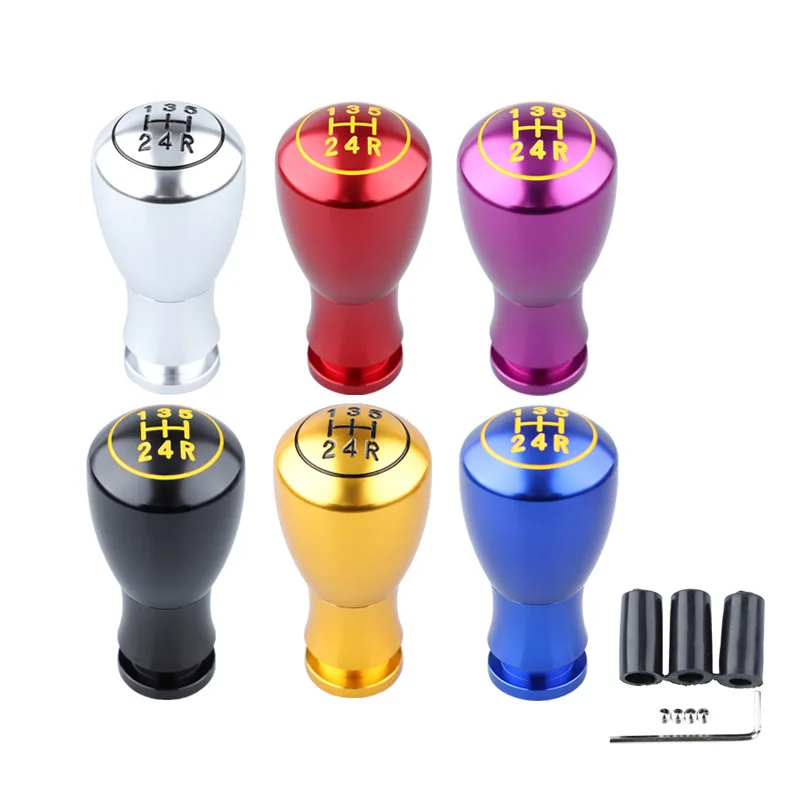 

Universal 5 Speed 5R Car Manual Leather Shifter Gear Shift Knob Gear Black Stitch Aluminium Fit For Honda Toyota Nissan