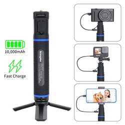 KingMa 10000mAh Power Bank Battery Hand Grip Selfie Stick for GoPro hero 10 9 8 7 6 5 Phone DSLR Camera Charging Tripod Stand