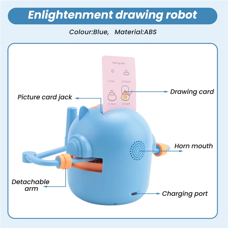 A23F-New Children's Interactive Education Painting Robot -Montessori Learning Toys, With 100 Words Cards, Voice Interaction