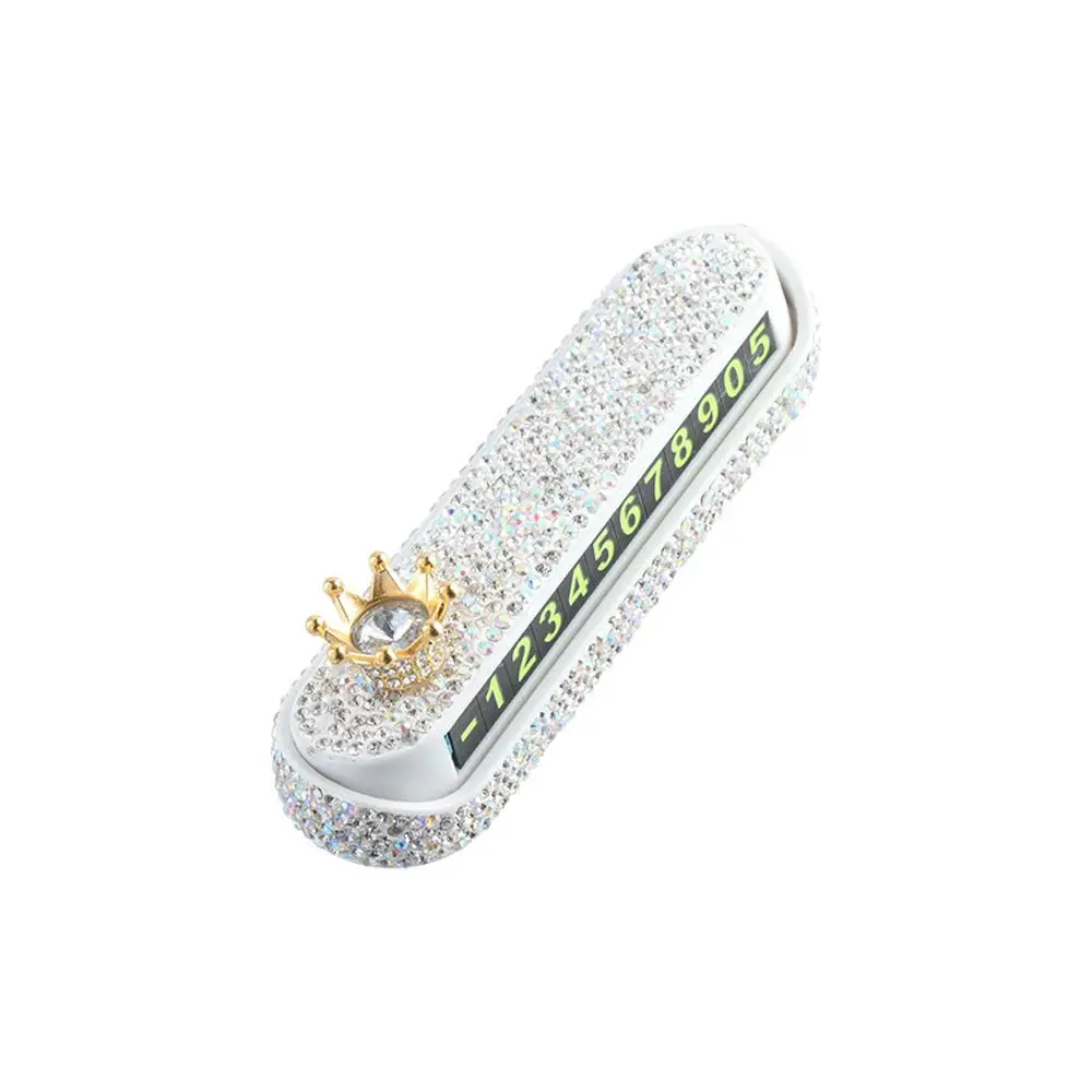 Diamond Car Temporary Parking Sign Luminescent Rhinestone Auto Parking Stickers Top Grade Phone Number Hidden