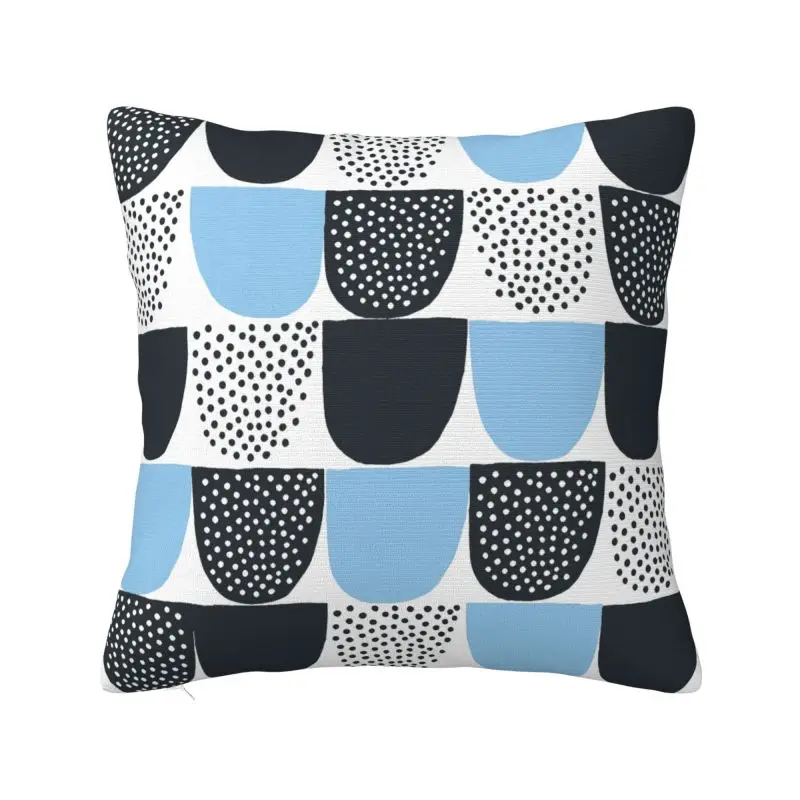 Custom Nordic Sugar Blue Cushion Cover Polyester Circular Art Pattern Throw Pillow Case