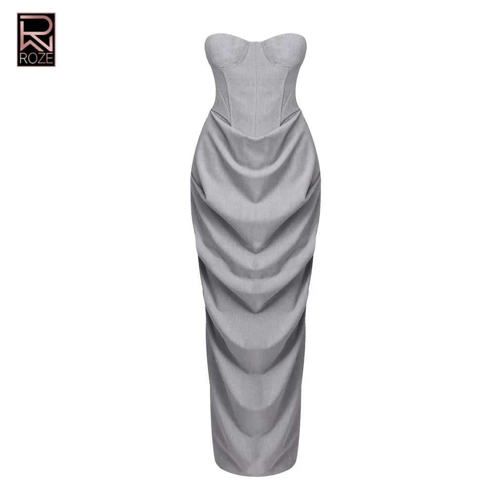 

Платье-бюстье премиум-класса с серой текстурой, плиссировкой и эффектом утяжки талии, в минималистичном стиле, элегантное вечернее платье для свиданий для женщин