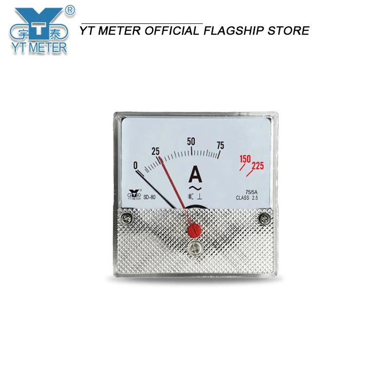 SD80 Dual-Pointer Ammeter: 15/5A, 75A, 45A Overload Current, Red Pointer with 3x Damping, AC Pointer-Type Meter，dh80 cz80