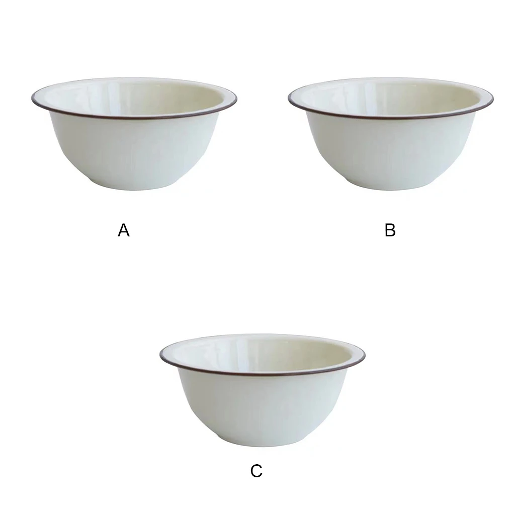 Enamel Soup Mixing Bowl Salad Fruit Vintage Container BBQ Storage Old-fashioned Tableware for Home Restaurant 14cm