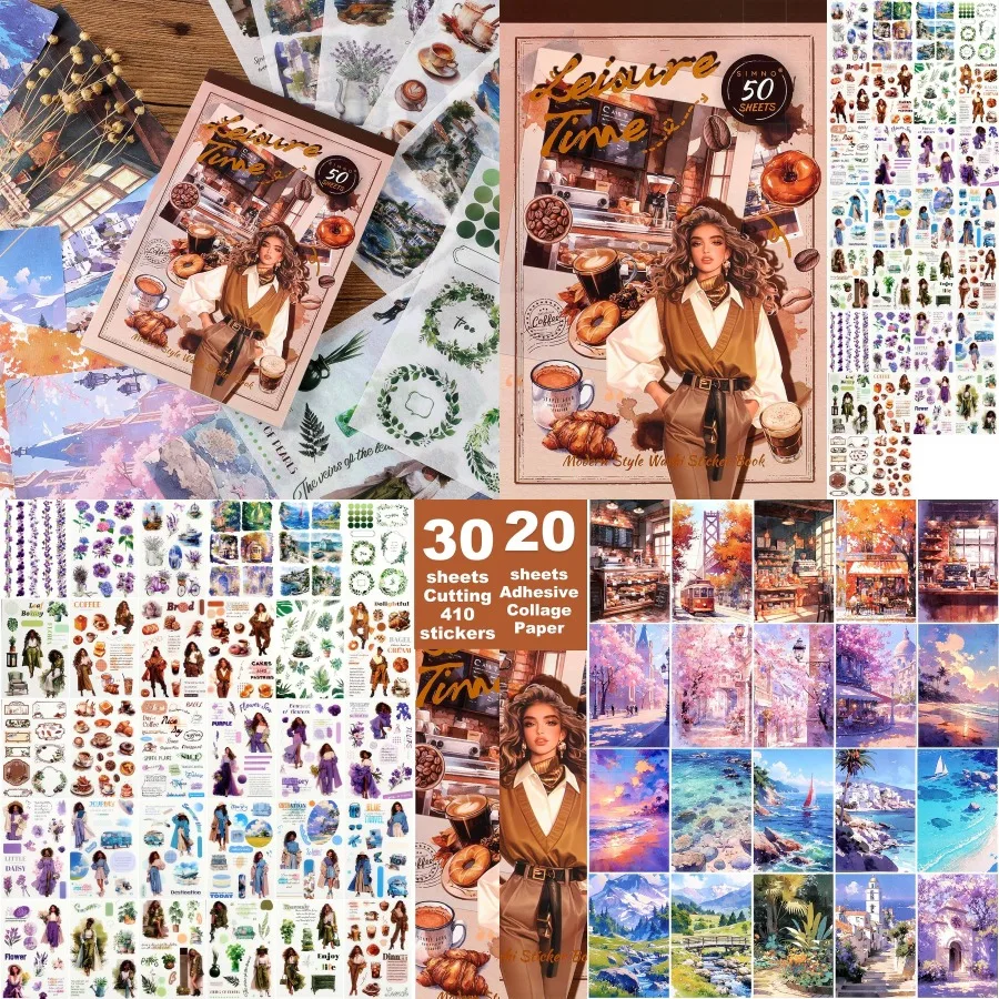 

Scrapbook Stickers Book - 400 Aesthetic Pre-Cut People Washi Stickers for Journaling Junk Journaling Sticker Perfect for DIY Cr