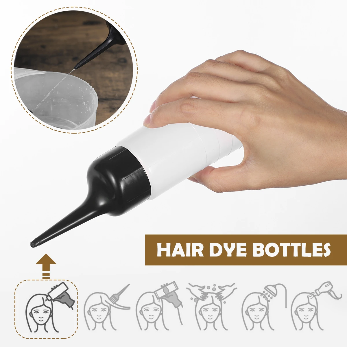 

3pcs Hair Dye Bottles Refillable Plastic Squeeze Containers For Salon Shampoo Conditioner Scalp Treatment Slant Tip Design Hair