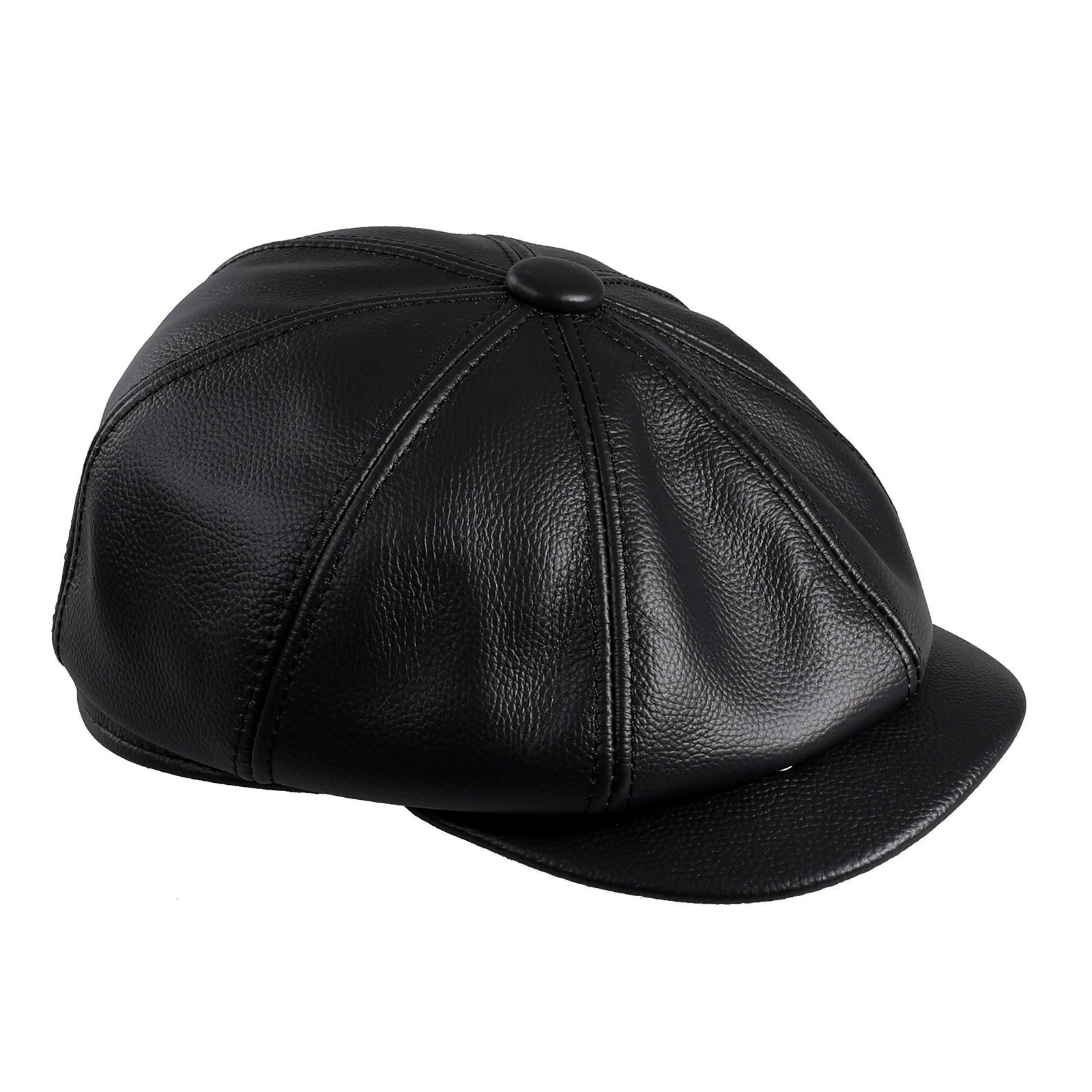 2024 New Men\'s Newsboy Flat Cap 100% Premium Genuine Cowhide Leather 8 Panel Gatsby Ivy Golf Cabbie Hat