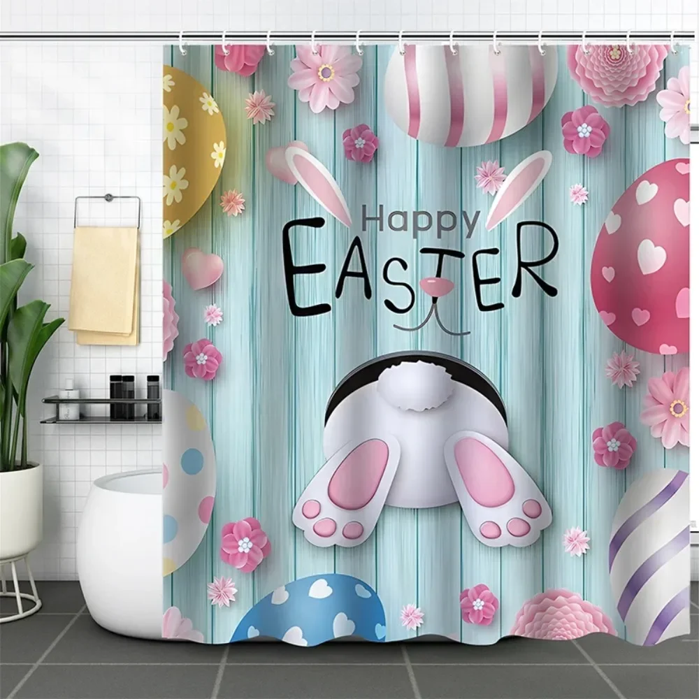 Easter Shower Curtain Bunny Eggs Easter Bathroom Shower Curtain Partition Curtains