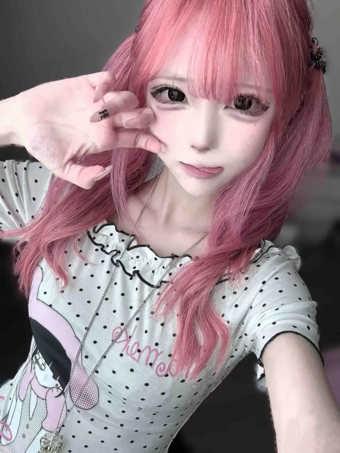 Japanese Summer Polka Dot T-shirt Women Skew Collar Cartoon Printing Kawaii Cute Tops Y2k Aesthetic Fairy Grunge Ruffled Tshirts