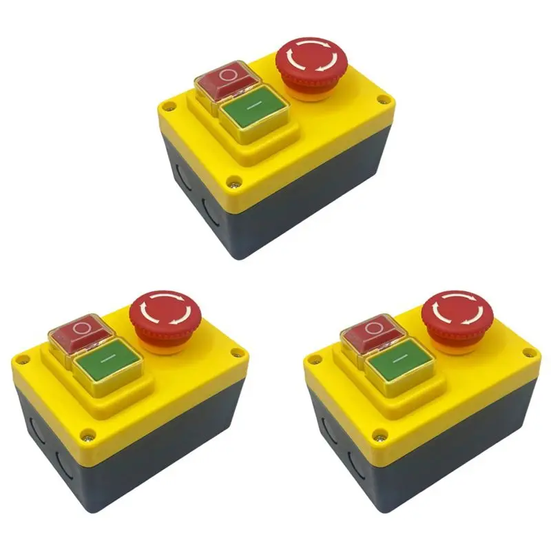 

AT13 3X KJD17D 250V 16A Electromagnetic Push Button Switch Emergency Stop Switches For Electric Tools & Machine Tool