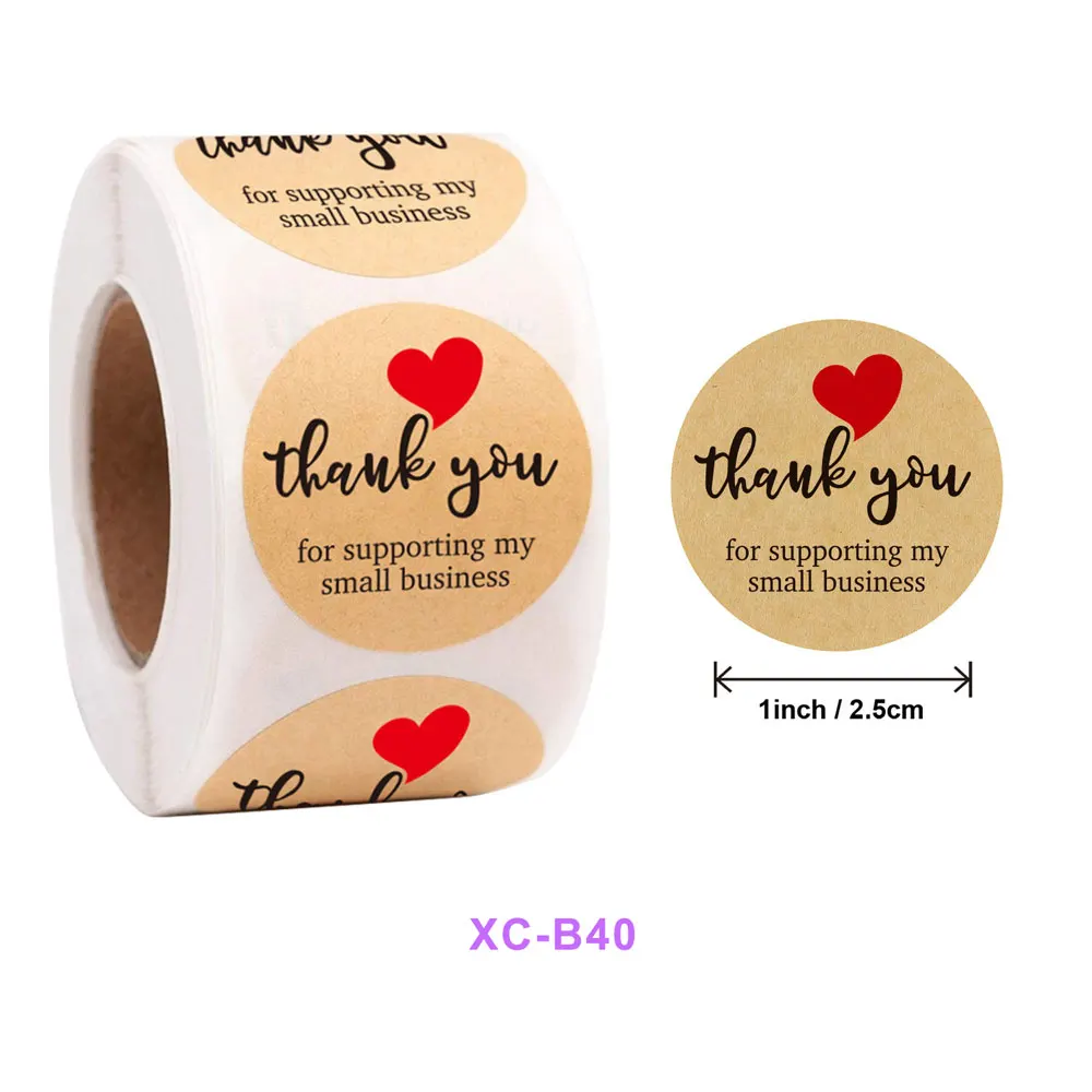 500pcs Gift Order Sealing Sticker Labels With Thank You Love For Hand Make Business Take Out Food Xmas 2024 New Year Decoration