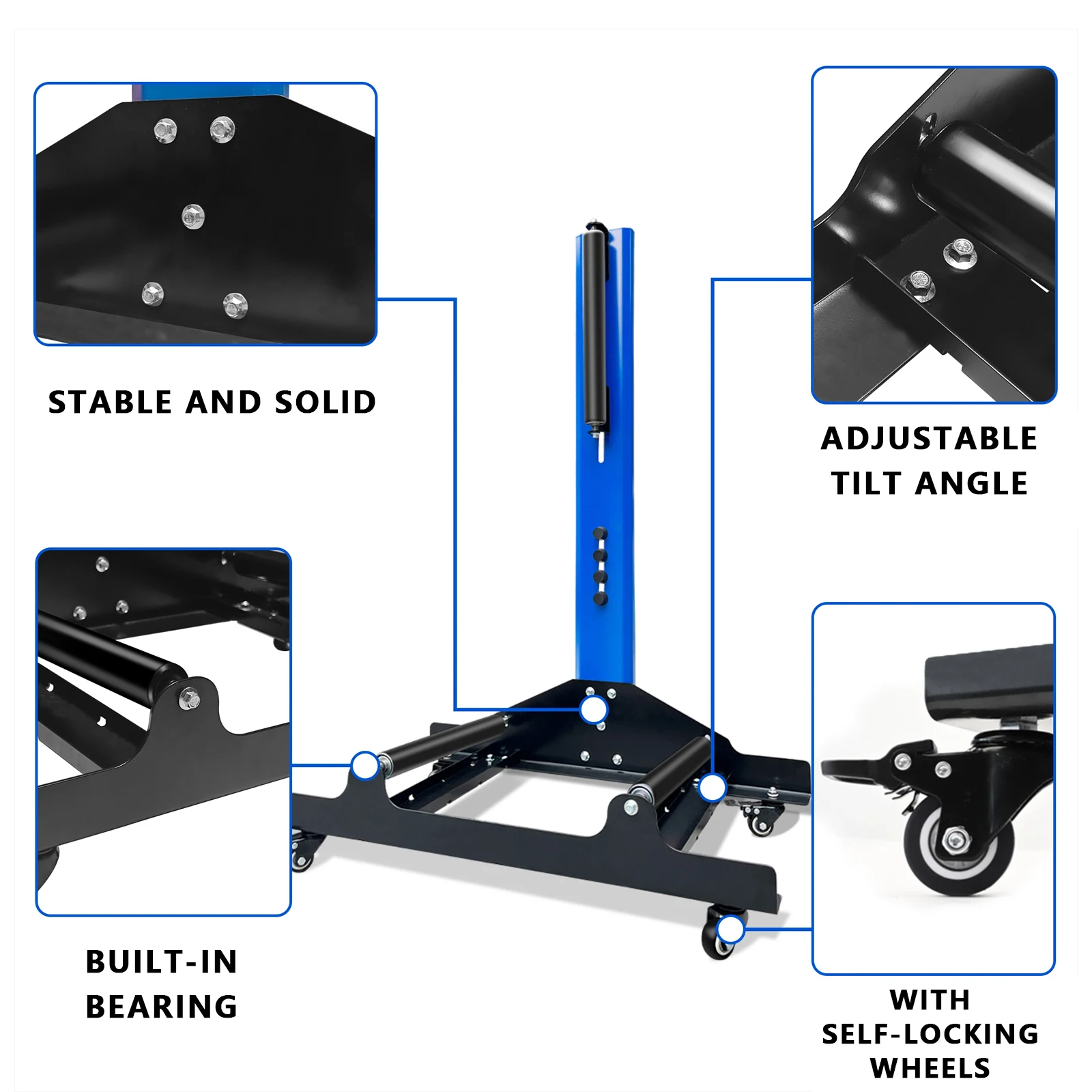 Car Detailing Rolling Wheel Stand 360° Tire Detailing Tool Wheel Rim Cleaner Stand