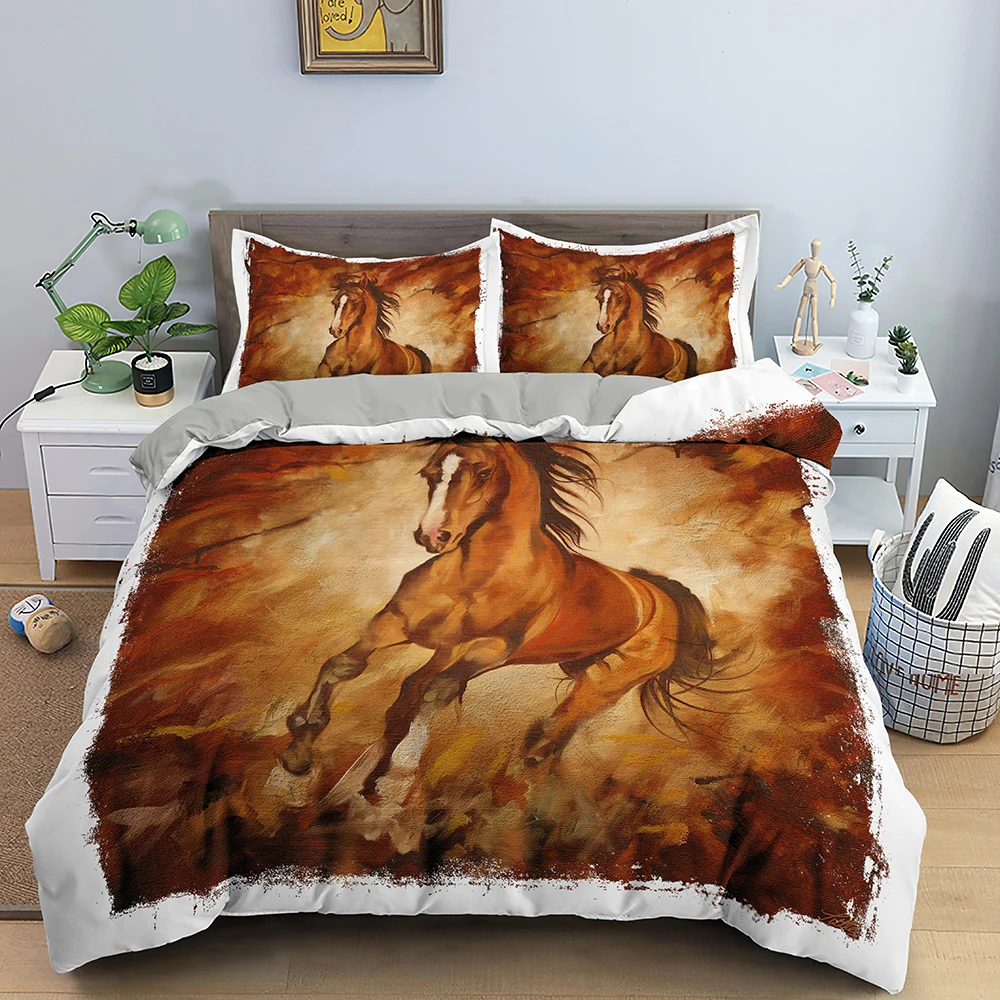 

Animal Horse Bedding Set Boys Girls Twin Queen Size Duvet Cover Pillowcase Bed Kids Adult Fashion Home Textileextile