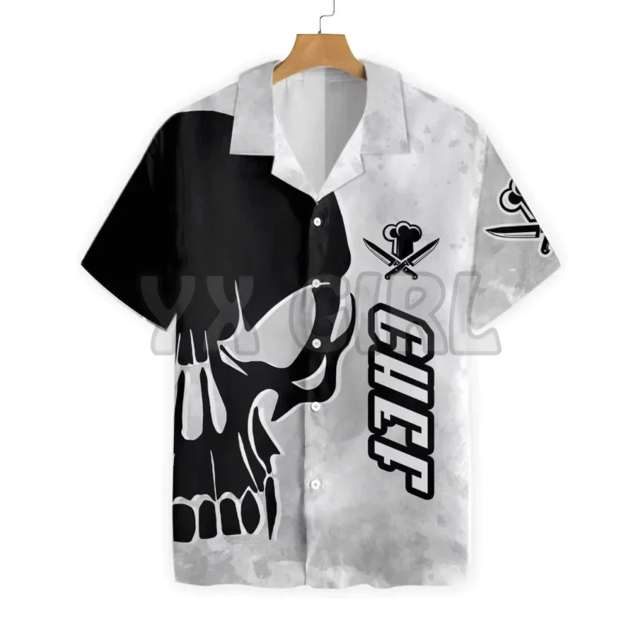 

Chef & Knife Skull 3D All Over Printed Hawaiian Shirt Men's For Women's Harajuku Casual Shirt Unisex