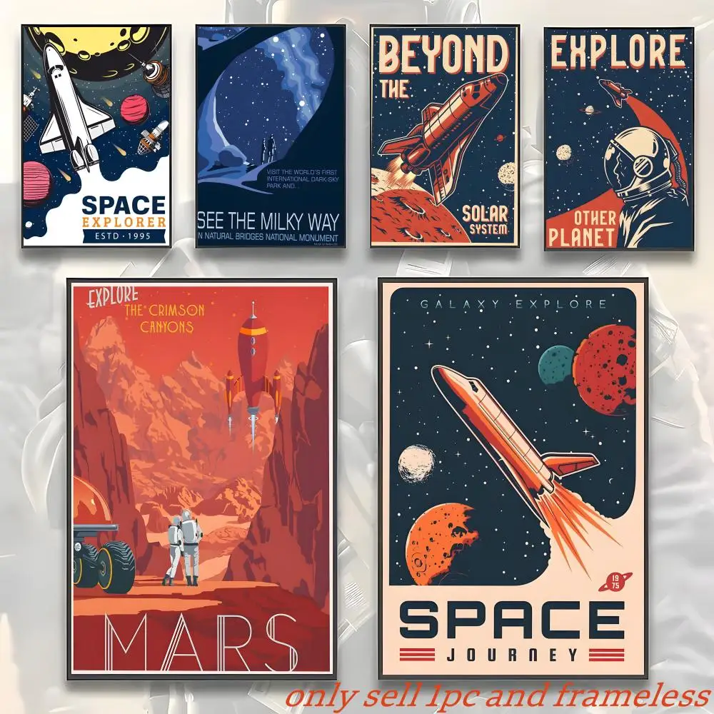 Space Travel Interstellar Science Fiction Movie Poster with prints Home bedroom living room decoration promotion and display