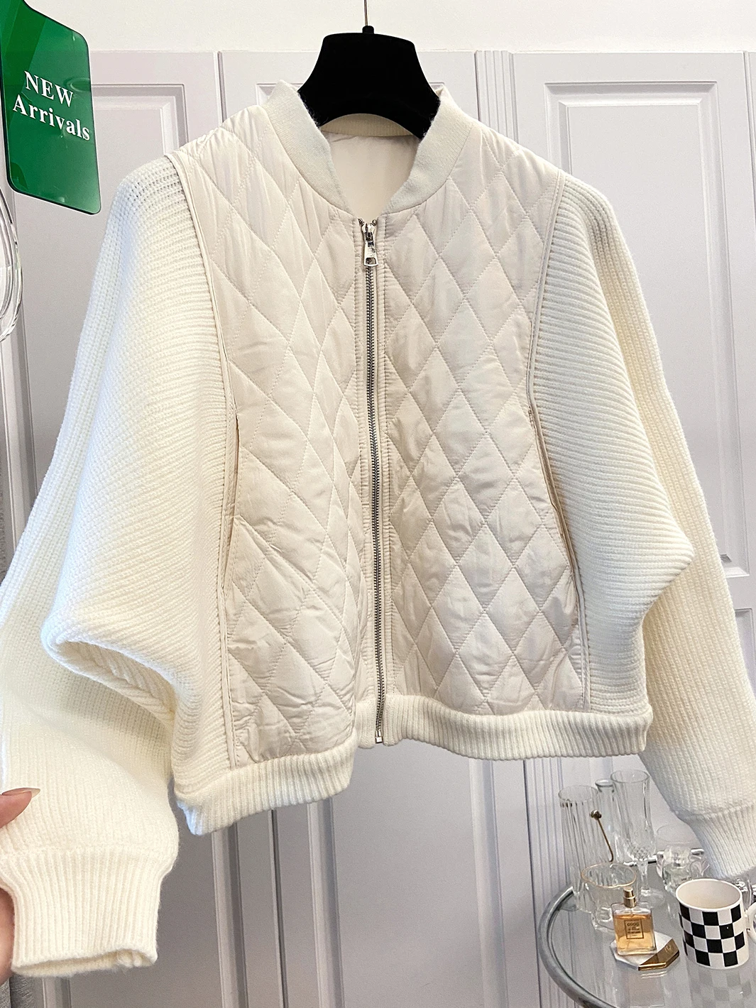 

Зимняя ор Трикотажная женская верхняя одежда Batwing Sve Jaet Faion Design из хлопка Long Sve Top Корейский свободный крой