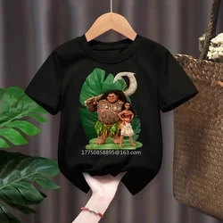 2024 new Disney Moana Kids Clothes T Shirts Children Cartoons Casual Tops Boys Girls Teenager Outfits Tee Shirt