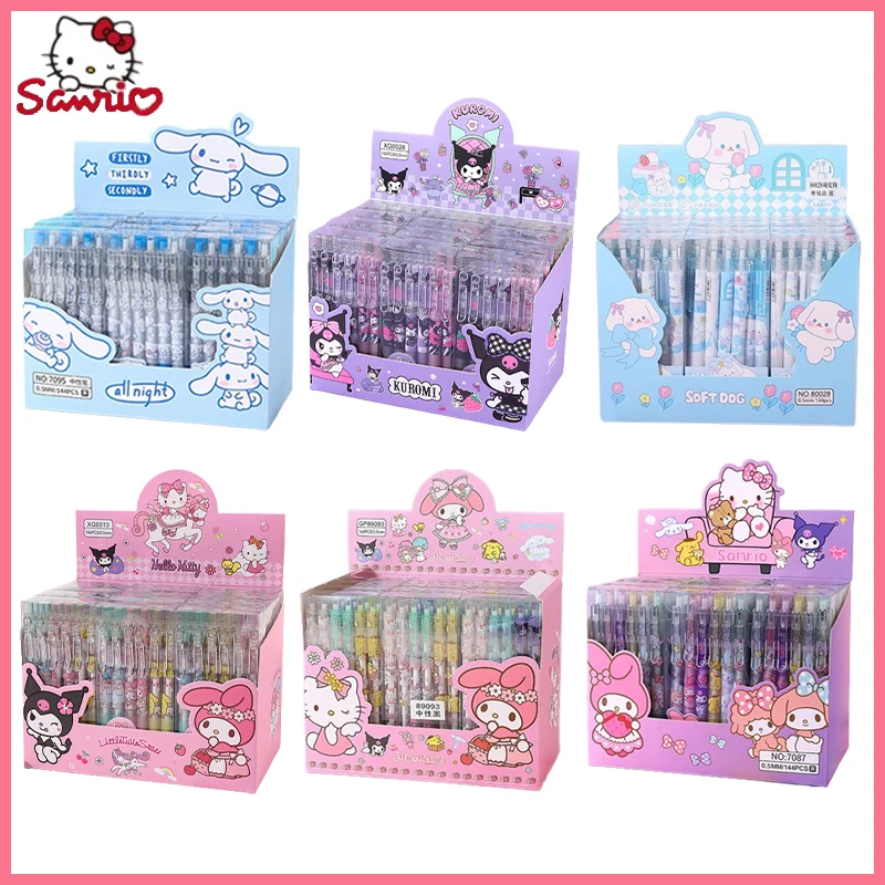 

12/24 шт. Sanrio гелевая ручка в стиле мультфильма Kawaii Cinnamoroll студенческие канцелярские принадлежности писать ручки 0,5 черный с металлическим крючком стандартная ручка