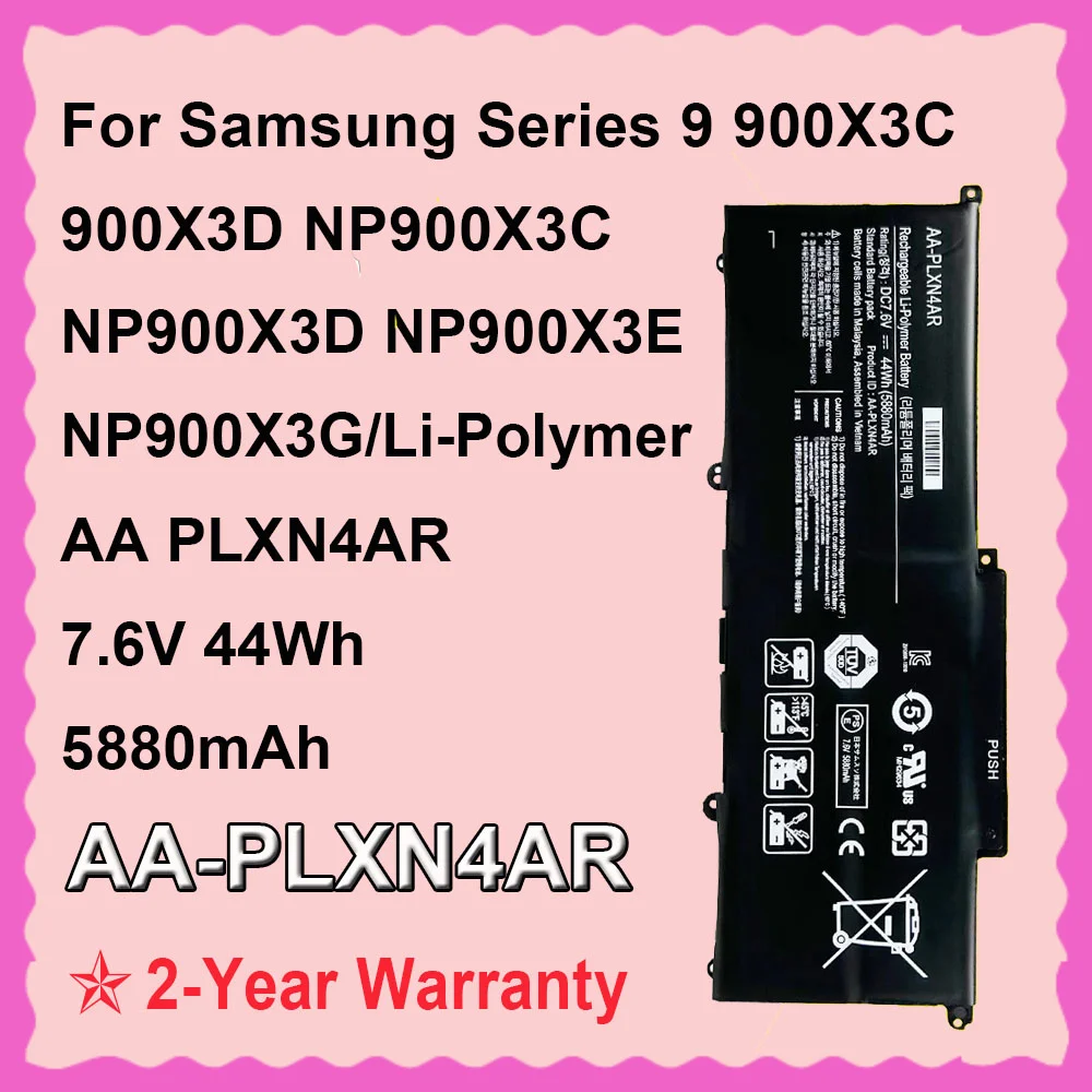 7.6V 44Wh 5880mAh AA-PLXN4AR Laptop Battery For SAMSUNG NP900X3C NP900X3D NP900X3E NP900X3G 900X3D 900X3E 900X3C-A01 Series
