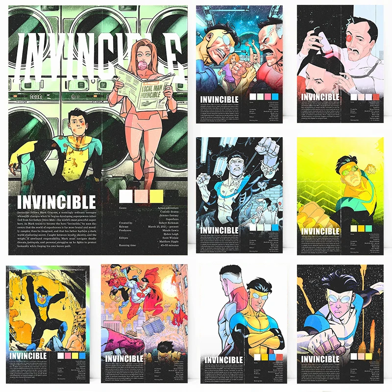 Comic Book Style I-Invincible Posters Superhero Art Prints Canvas Painting American Comics Wall Art Pictures Home Decoration