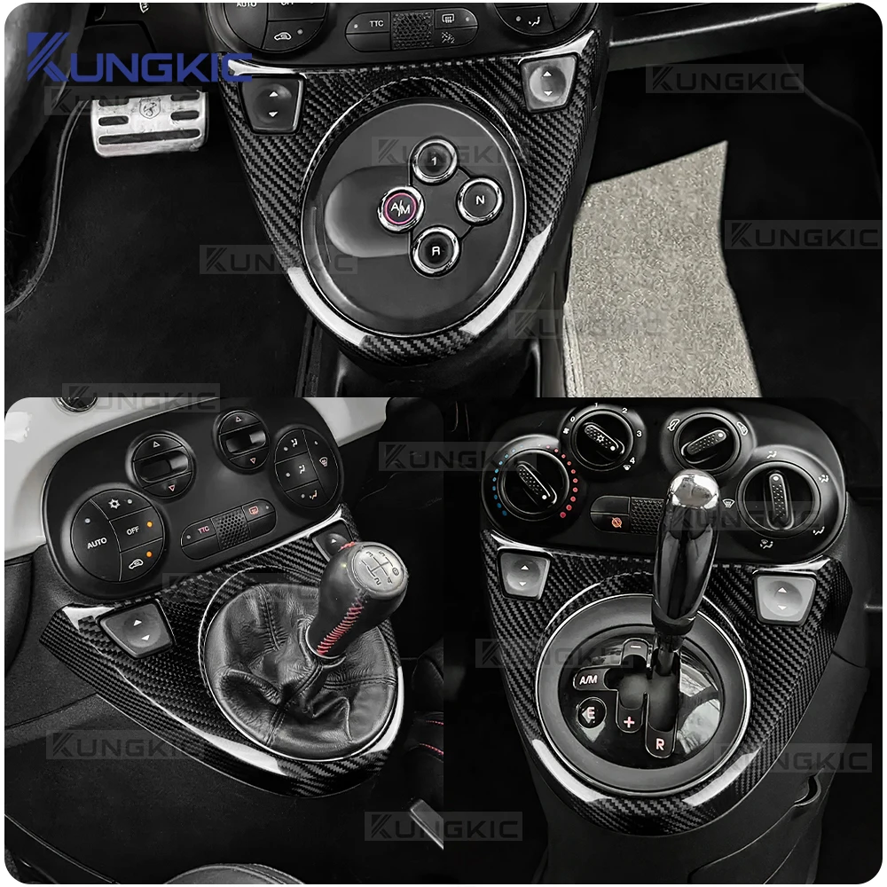 

Для Abarth 595/695/Fiat 500 C 2012-2015 Fiat 500 2008-2015 Наклейка из настоящего твердого сухого углеродного волокна LHD RHD AT/MT Автомобильная накладка переключения передач