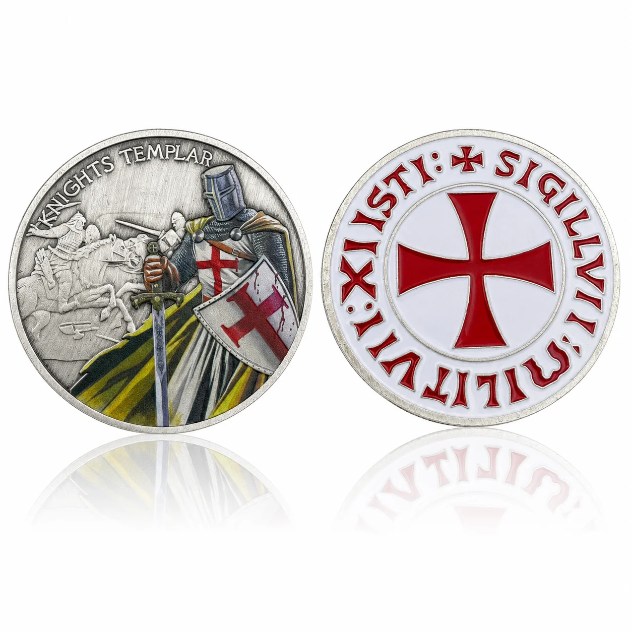 Knights Templar Challenge Coin Holy Shield Crusader Medal Medieval European Knight Warriors Badge Collection Souvenir