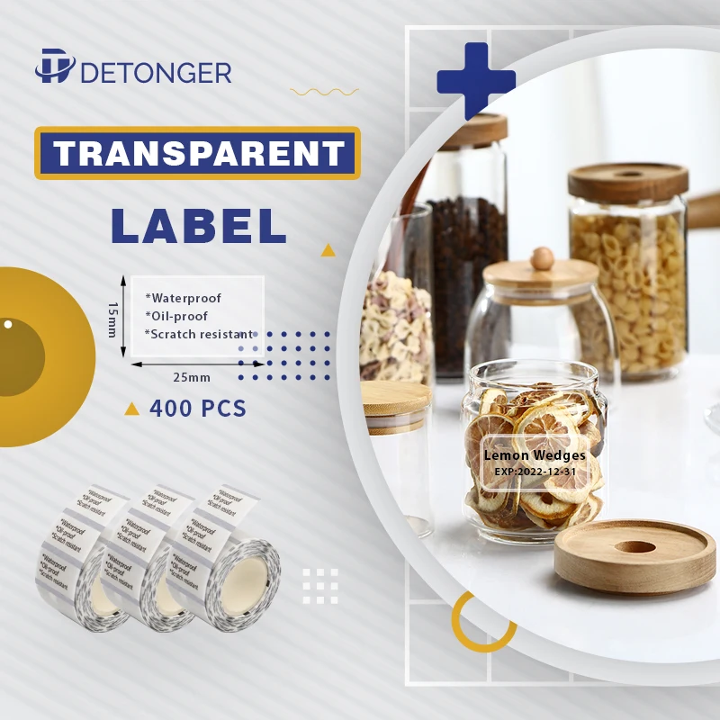 Detonger Transparent Label DP23S/DP30S Printer Consumables Customized  Thermal Synthetic Label Paper