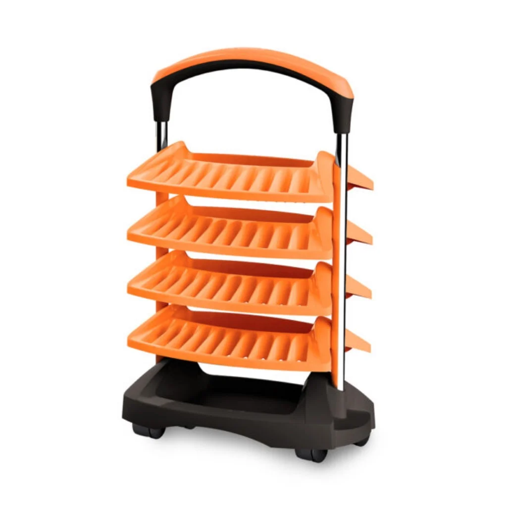 Diva 4 Trays (80 Enamels) Orange and Black Enamel Display Cart