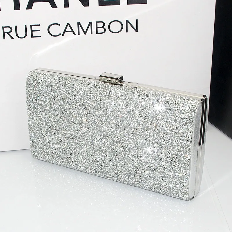 

Fashion Dinner , Diamond-encrusted Women's Clutch , Bridesmaids Full Of Diamonds Banquet Silver Designer Bag Carteras Para Mujer