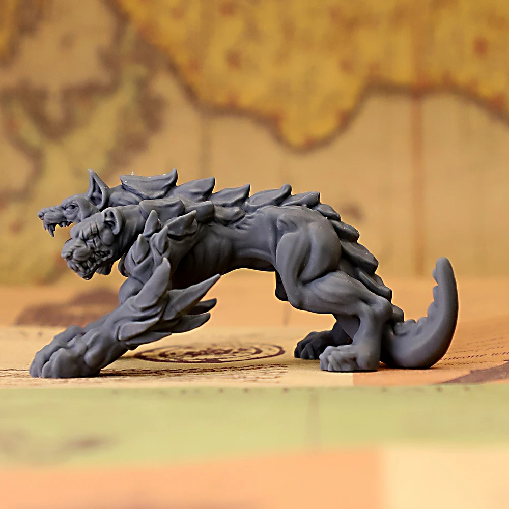 Cerberus Three‑Headed Hell Hound Unpainted Resin Miniature Tabletop RPG Wargaming Board Game Figurine