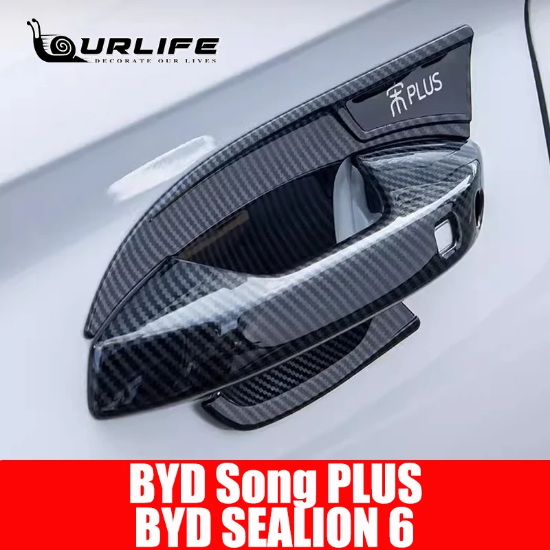 For LHD BYD Seal U Sealion 6 Song Plus DMI 2024 Accessories New  Carbon Fiber Car Door Handle Cover Trim Auto Parts