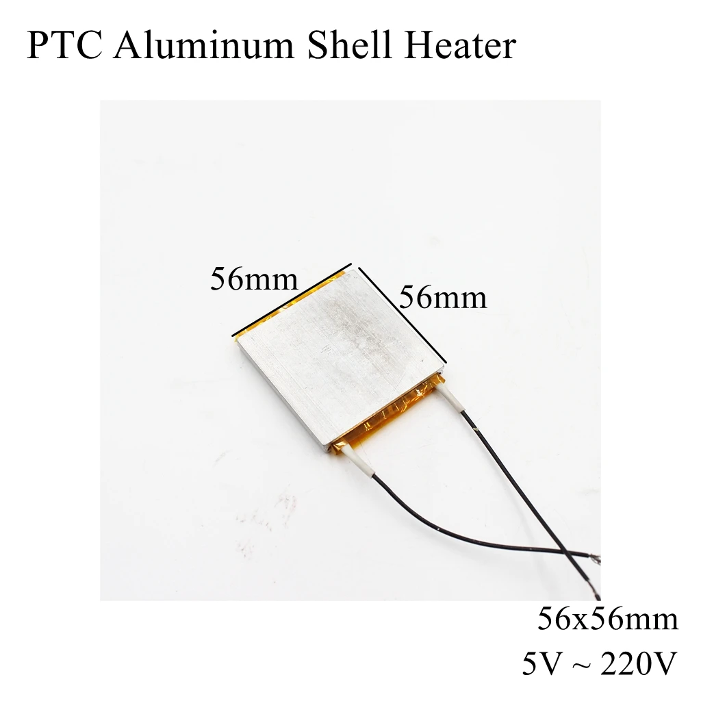 56x56mm 12V 24V 110V 220V PTC Aluminum Shell Heater Constant Thermostat Thermistor Ceramic Air Heating Sensor Egg Incubator