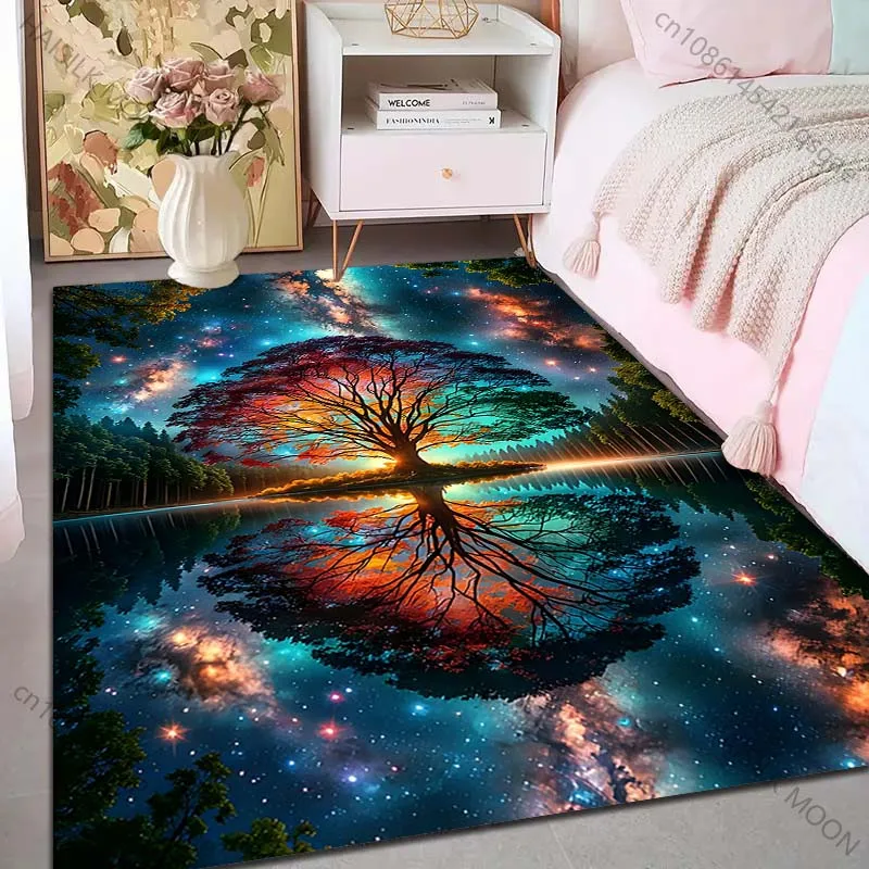 1PC Tree of Life under the Stars Pattern Rug Carpets for Bedroom Living Room Sofa Mat Creative Door Mat Cloakroom Home Decor