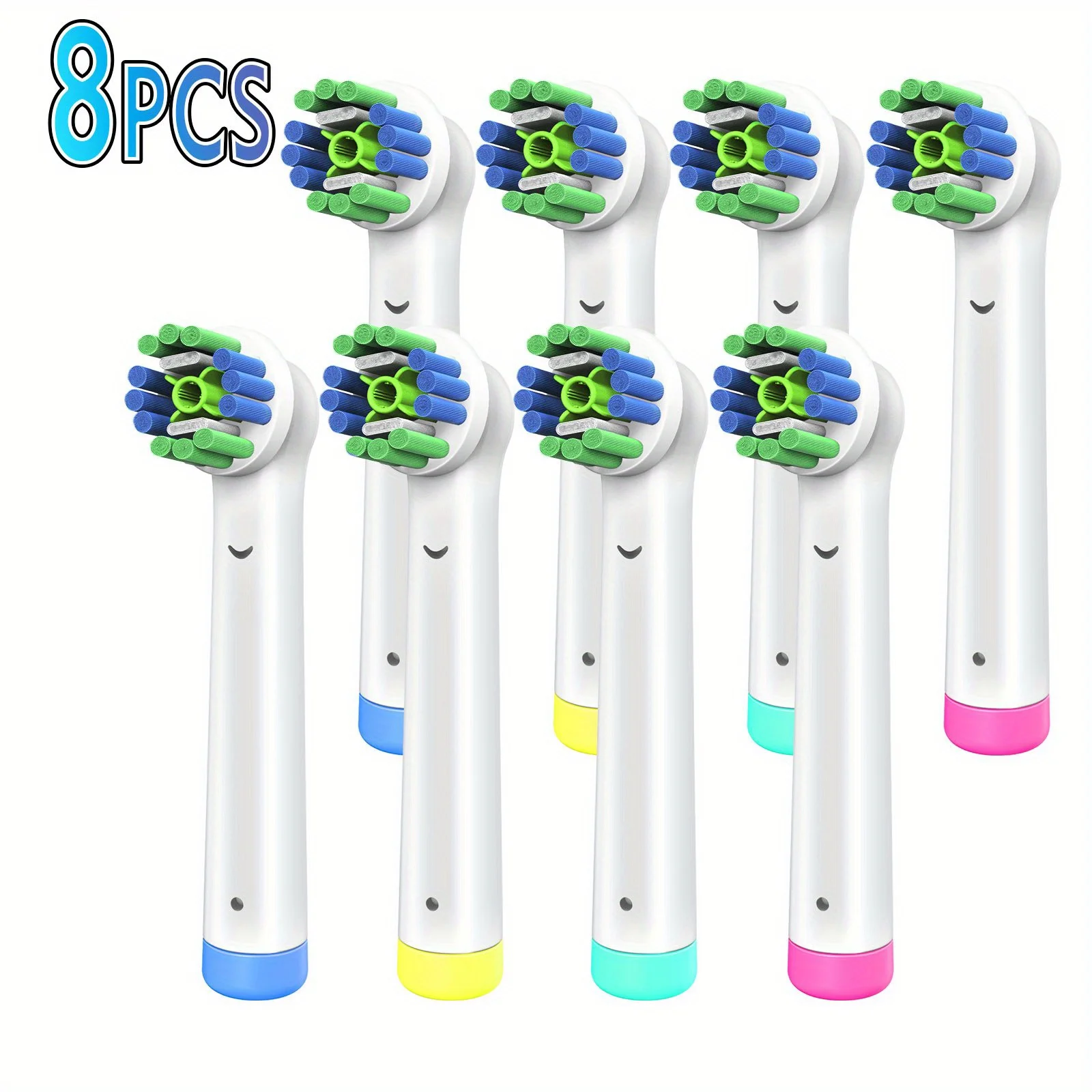 

3D White Clean Replacement Toothbrush Heads Electric Toothbrush Compatible with Oral-B Braun -Pack of 8 Replacement Brush Heads