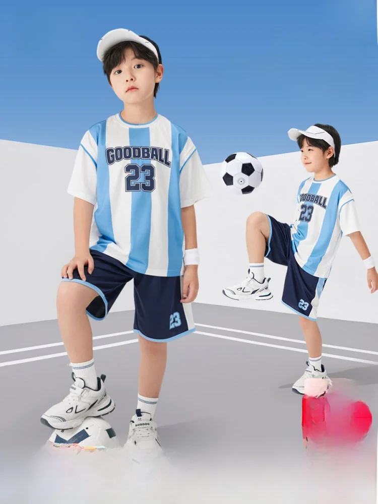 boys'-soccer-uniform-set-quick-dry-moisture-wicking-sports-shortsleeve-breathable-children's-outfit-two-piece-set-for-kids