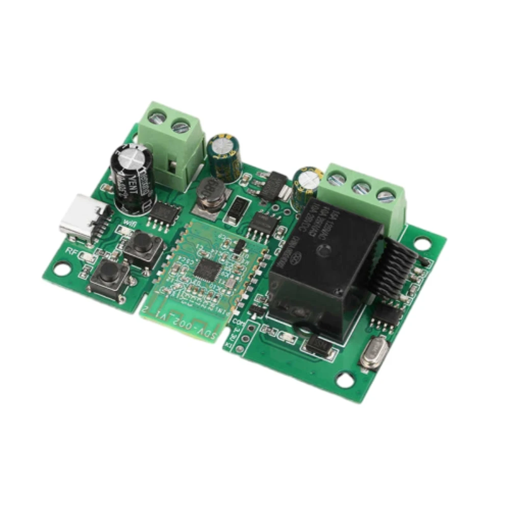 AC220V AC/DC7-32V/DC5V Single Channel WiFi 2.4G Bluetooth-compatible Relay Module Type-C Self-Locking Intelligent Relay Board